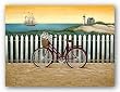 Cycle To The Beach by Lowell Herrero 7"x5" Art Print Poster