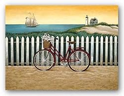 Cycle To The Beach by Lowell Herrero 7"x5" Art Print Poster