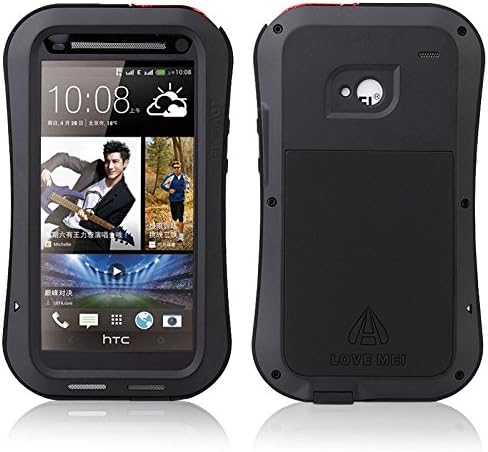 New Extrem Hard Shell Shockproof Waterproof Aluminum Metal Case Rugged Cover Gorilla Glass for HTC ONE M7 (black)