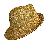 51R5ERWfwML. SL160  GOLD METALLIC SHIMMERY SPARKLE FEDORA CAP HAT