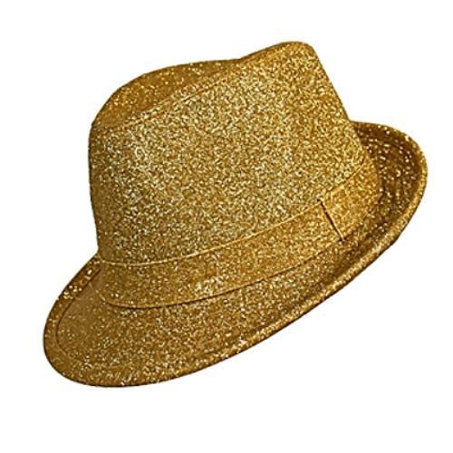 Gold Metallic Shimmery Sparkle Fedora Cap Hat