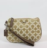 Coach Kristin Signature Op Art Medium Wrstilet Case Bag 45277 Khaki Brown