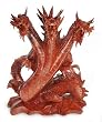 Wood statuette, 'Three-Headed Dragon' Wood statuette, 'Three-Headed Dragon'
