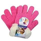 手袋 キッズ 女の子 女児　アナと雪の女王 てぶくろ 5本指 ニット のびのび （ピンク19cm）