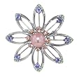 Pugster Pink Pearl Flower Brooch