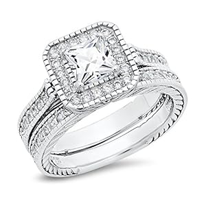 cubic ring silver wedding zirconia