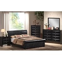 4pcs Eastern King Size Bedroom Set - Black Finish