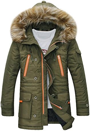 Izaac Unisex Parka Coat Cotton Jackets Thicken Winter Trench Coat Jacket Zip Up (M:US M/Tag XL, khaki)