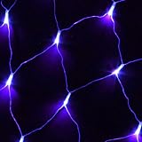 Purple LED Net Light (1.5m x 1.5m) with transparent wire. Suitable for outdoor use. Christmas lights. Perfect for home decoration, weddings, bbq's and parties.