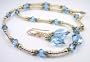 3 Piece Set in Gold - Aquamarine March Birthstone 14K Gold Filled Swarovski Crystal Beaded Necklaces - LARGE 20 In.