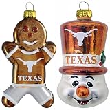 NCAA Texas Longhorns Blown Glass Gingerbread Man & Top Hat Snowman Ornament 2-Pack