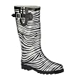 Women's Zebra Rain Boots - Black/ Silver