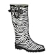 Women's Zebra Rain Boots - Black/ Silver