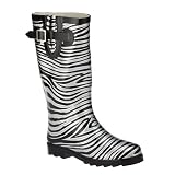 Women's Zebra Rain Boots - Black/ Silver