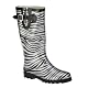 Women's Zebra Rain Boots - Black/ Silver