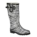 Women's Zebra Rain Boots - Black/ Silver