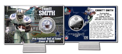 Highland Mint NFL Dallas Cowboys Emmitt Smith HOF Induction Silver Plate Coin Card