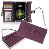 LG G5 Wallet Case [3 Credit Card ID Cash] Purse With Wrist Strap, Ultra Slim Fit TPU Jelly PU Leather Mobile Phone Flip Diary Folio Cover Small Mini Size Handbag Pouch Clutch Bag LGG5 (Violet)