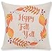 Andreannie Pumpkin Maple Leaf Wreath Happy Fall Vintage Letters Happy Thanksgiving Halloween New Home Room Sofa Car Decorative Cotton Linen Throw Pillow Case Cushion Cover Square 18 X 18 Inches