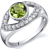 Captivating Curves 0.75 carats Peridot Ring in Sterling Silver Rhodium Finish Available in Size 5 thru 9