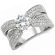14K White Gold Pave Diamond Engagement Ring (Center stone is not included)
