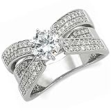 14K White Gold Pave Diamond Engagement Ring (Center stone is not included)