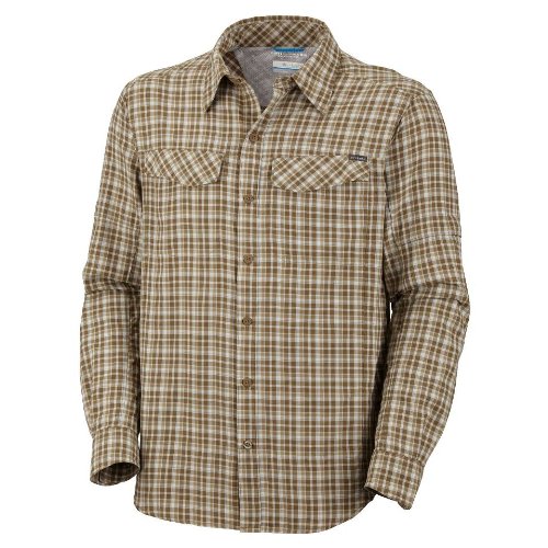 Columbia Sportswear Silver Ridge Plaid Long Sleeve Shirt (Large, Fossil Plaid)
