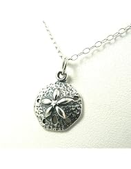 Small Sand Dollar Sterling Silver Charm Necklace Ocean Beach Theme Jewelry