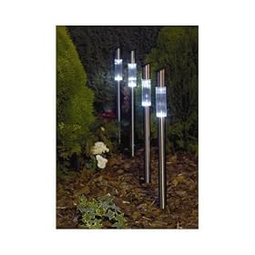 Set of 4 stainless steel solar post lights