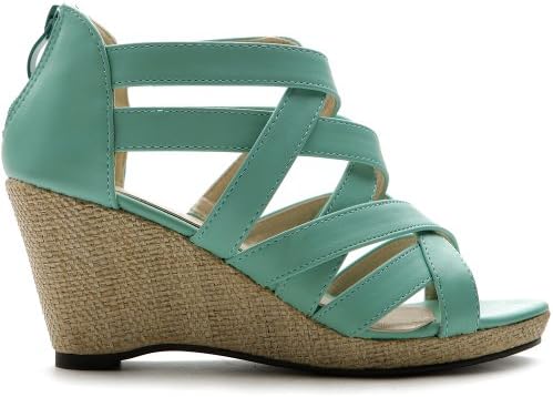 Ollio Women's Shoe Gladiator Open Toe Wedge High Heel Multi Color Mesh Sandal