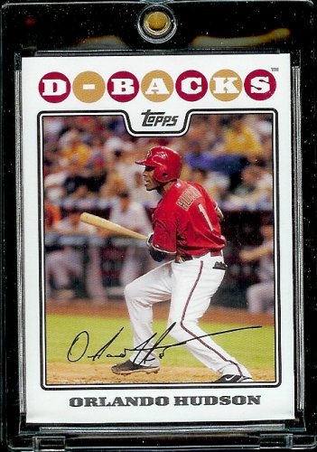 2008 Topps Baseball Cards # 191 Orlando Hudson - Arizona Diamondbacks - MLB Baseball Trading Card in a Protective Screw Down Display Case