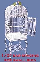 Large 20-Inch Open Plays Dome Top 1/2 Inch Bar Spacing Lovebird Cockatiel Cockatiels Parakeets Cage Stainless Steel Cups Removable Stand (White)
