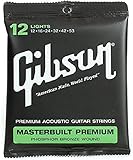 Gibson Masterbuilt Premium Phosphor Bronze Acoustic Guitar Strings, Light 12-53