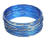 Glass and Metal Blue Bangle "Twinkling and Jingling Bangle [Blue]" -Fair Trade Gifts