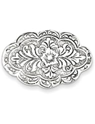 Sterling Silver Antiqued Scalloped Oval Pin. Metal Wt- 5.8g