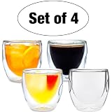 Moderna Artisan Series Double Wall 2 oz Beverage & Espresso Shot Glasses - Set of 4 Thermo Glasses, Ships Free with Super Saver Shipping