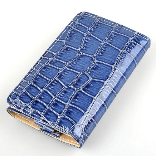 Neewer Universal Blue Crocodile Skin FAUX Leather Case Cover for Apple iPhone 4 4G 3G 3GS