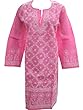 Womans Long Kurta Pink Cotton Floral Embroidered Tunic Dress Kurti Xl Sz Womans Long Kurta Pink Cotton Floral Embroidered Tunic Dress Kurti Xl Sz