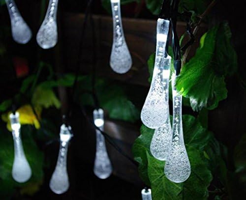 LED SopoTek Solar Christmas Lights 19.7ft 6m 30 LED 2 Modes Crystal Water Drop Solar Fairy String Lights for Outdoor, Gardens, Homes, Wedding, Christmas Party, Waterproof (30 LED Cool White)