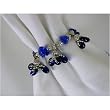 Blue Jingle Silver and Colored Glass Napkin Rings