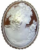 Summer Dream, Cameo Pin Pendant Italian 18k Gold Master Carved Sardonyx Shell Italian