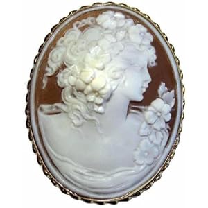 Summer Dream, Cameo Pin Pendant Italian 18k Gold Master Carved Sardonyx Shell... by