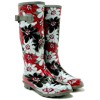 Ladies flower festival wellies wellingtons flat boots