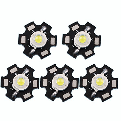 Led World 50 PCS 3W White High Power LED Diodes Light Emitter 6000-6500K with 20mm Star Base