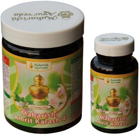 MAHARISHI AMRIT KALASH MAK 4 &amp; 5 Combo Pak - Herbal Fruit Concentrate 600g + Ambrosia 500mg 60 Tablets by Maharishi