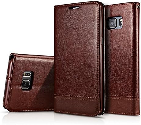 Galaxy S7 Case, Soft Inner 2 Cards Holder Flip Stand with Magnetic Closure + Screen Protector For Samsung Galaxy S7 (Brown)