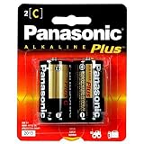 Panasonic Alkaline Plus Batteries, C Size, Two Pack Batteries (2 Batteries)