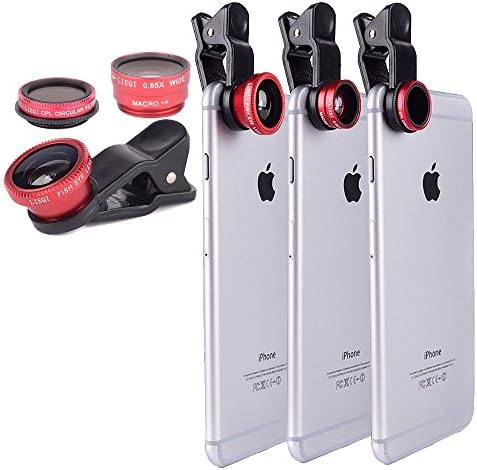 YOPO® Universal 4 in 1 Clip-on lens Fish Eye Lens + 2 in 1 Macro Lens + 0.67X Super Wide Lens + CPL lens Camera Lens Kit for Iphone 6, Iphone 6 plus, Iphone 5, Iphone 5s, Samsung Galaxy S3, Samsung Galaxy S4, Samsung Galaxy S5, Samsung Note 4,3,2, iPad 2, 3, 4, Air and other Smartphones Mobile Phone Notebook Pc/IPad (Red)