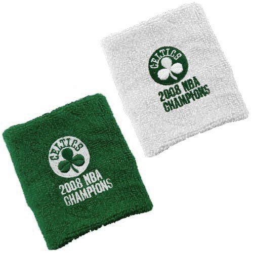 Buy Boston Celtics Kelly Green White 2008 NBA Champions Wristbands by Football Fanatics