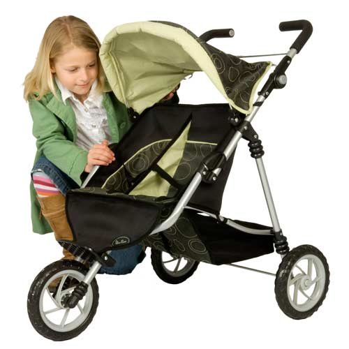 Childrens Toyshop  Toys : Silver Cross 3 Wheel Side by Side Twin Push Chair - Pistachio
